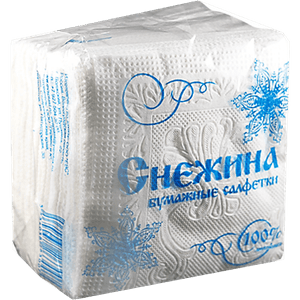 Салфетка бумажная 1/однослойная "Снежинка" 50 листов пач. (20 пач.упак)