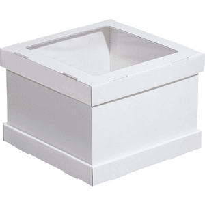 Короб картонный для десертов/тортница 260*260*200 мм БЕЛЫЙ с окном Strong Window White ForGenica
