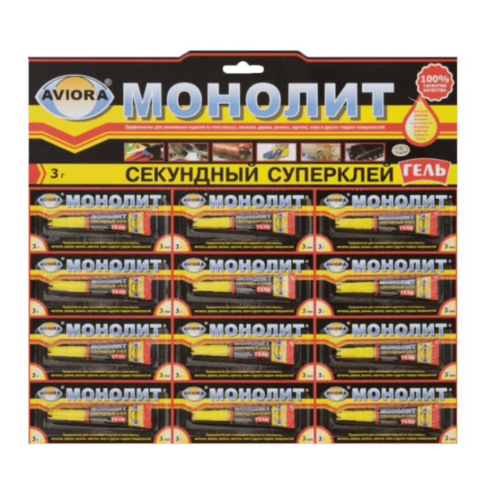 Супер клей-ГЕЛЬ секундный "Монолит" 3 г AVIORA, на карте Супер клей-ГЕЛЬ секундный "Монолит" 3 г AVIORA, на карте