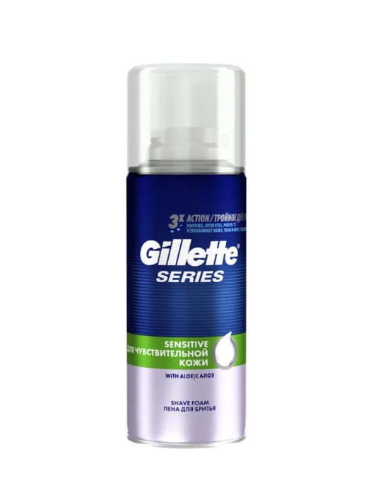 Пена для бритья 100 мл "Gillette" для чувствительной кожи, Алоэ Пена для бритья 100 мл "Gillette" для чувствительной кожи, Алоэ